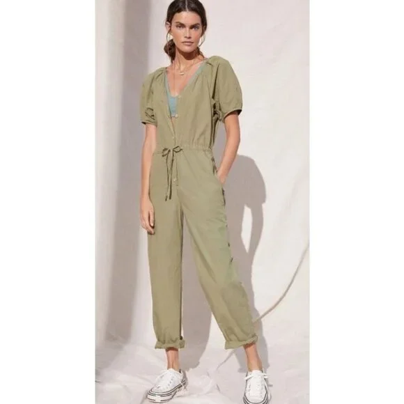 Velvet By Graham Spencer Womens Jumpsuit Size Medium Green Drucie Pure Cotton - Picture 11 of 11